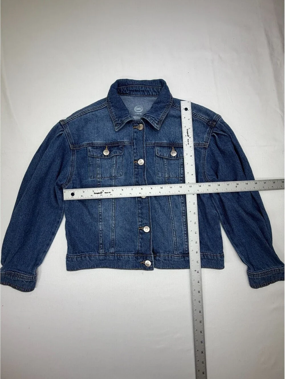 Wonder Nation Girl's Jacket Denim Pocket Collared Solid Button Size L Blue NWOT